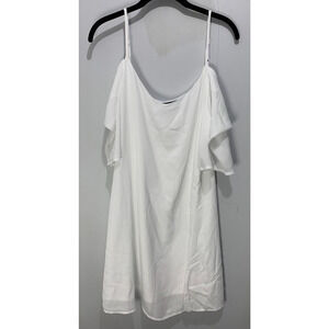 StyleDome White Womens Off-Shoulder Ruffle Dress Size L